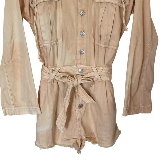 FREE PEOPLE Larson Long Sleeve Shortail Romper, Light Peach, Size X-Small - Picture 5 of 12